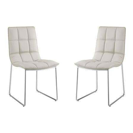 Casabianca Home Leandro Set of 2 Polyurethane Leather Dining Chairs - Taupe