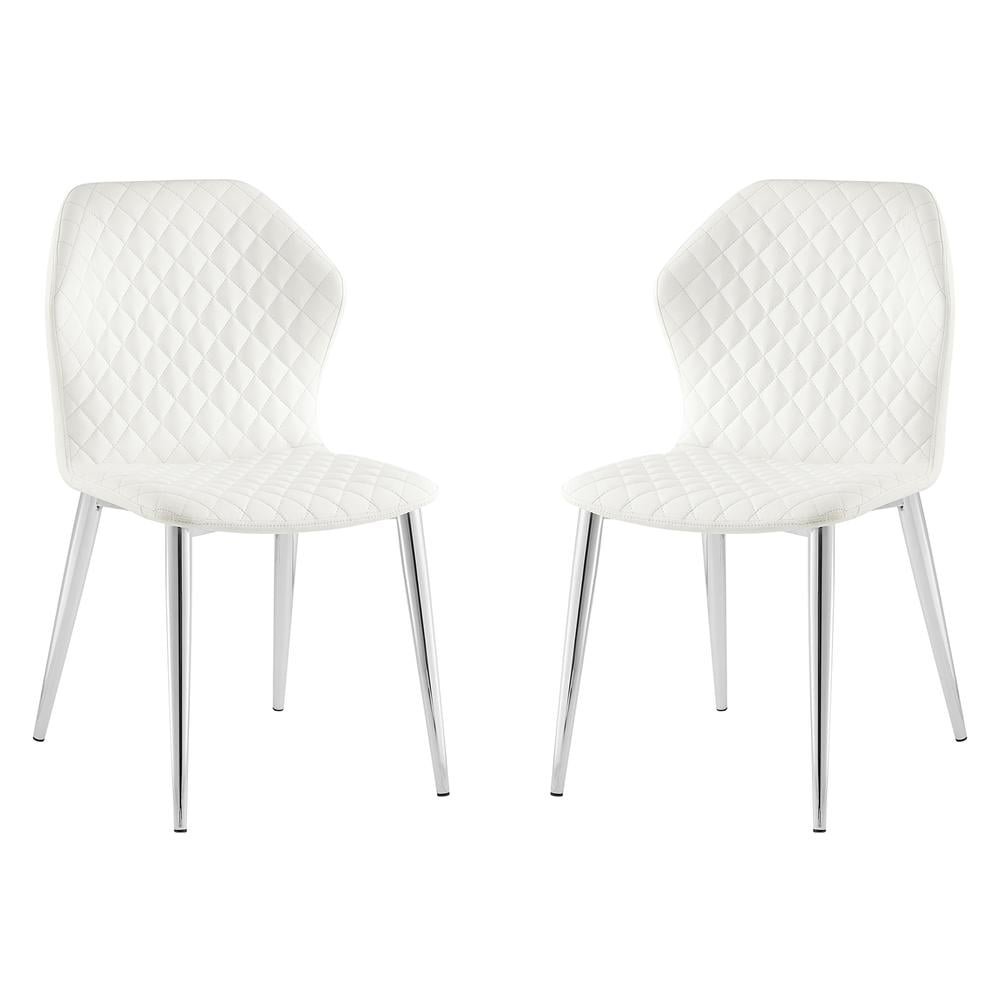 White Faux Leather Upholstered Parsons Side Chair Set