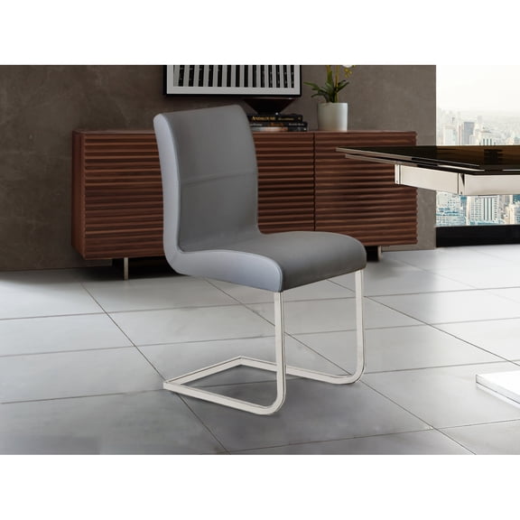 Casabianca Home Stella Set of 2 Top Grain Dining Chairs Leather - Gray