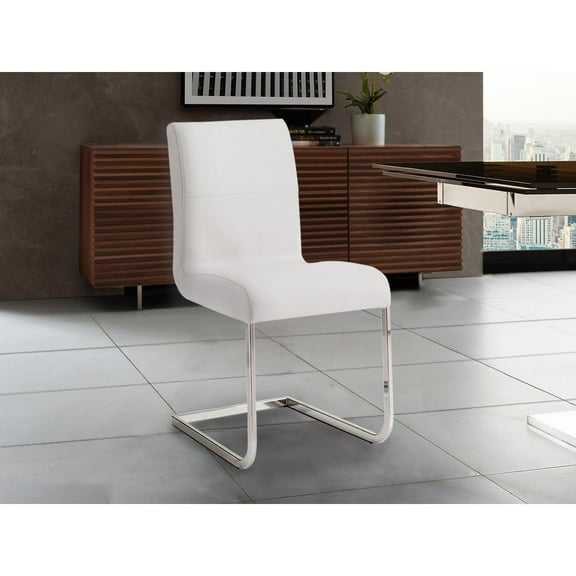 Casabianca Home Stella Set of 2 Top Grain Dining Chairs Leather - White