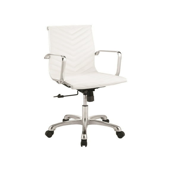 Casabianca Home VITO arm office chair in white pu-leather with chrome plated base.