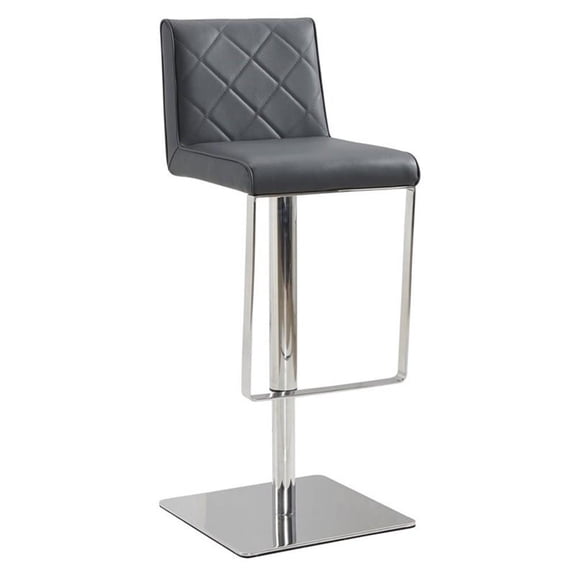 Casabianca Modern Loft Stainless Steel Adjustable Bar Stool in Gray