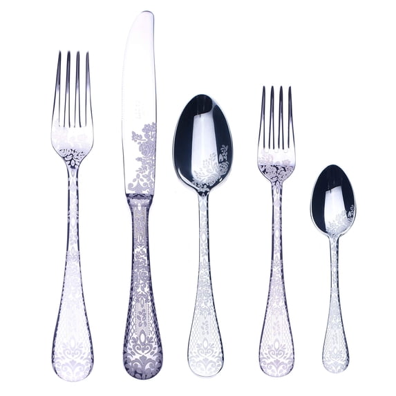 Mepra Casablanca Oro Nero 5 Piece Place Setting – Stainless Steel, Dishwasher Safe Cutlery