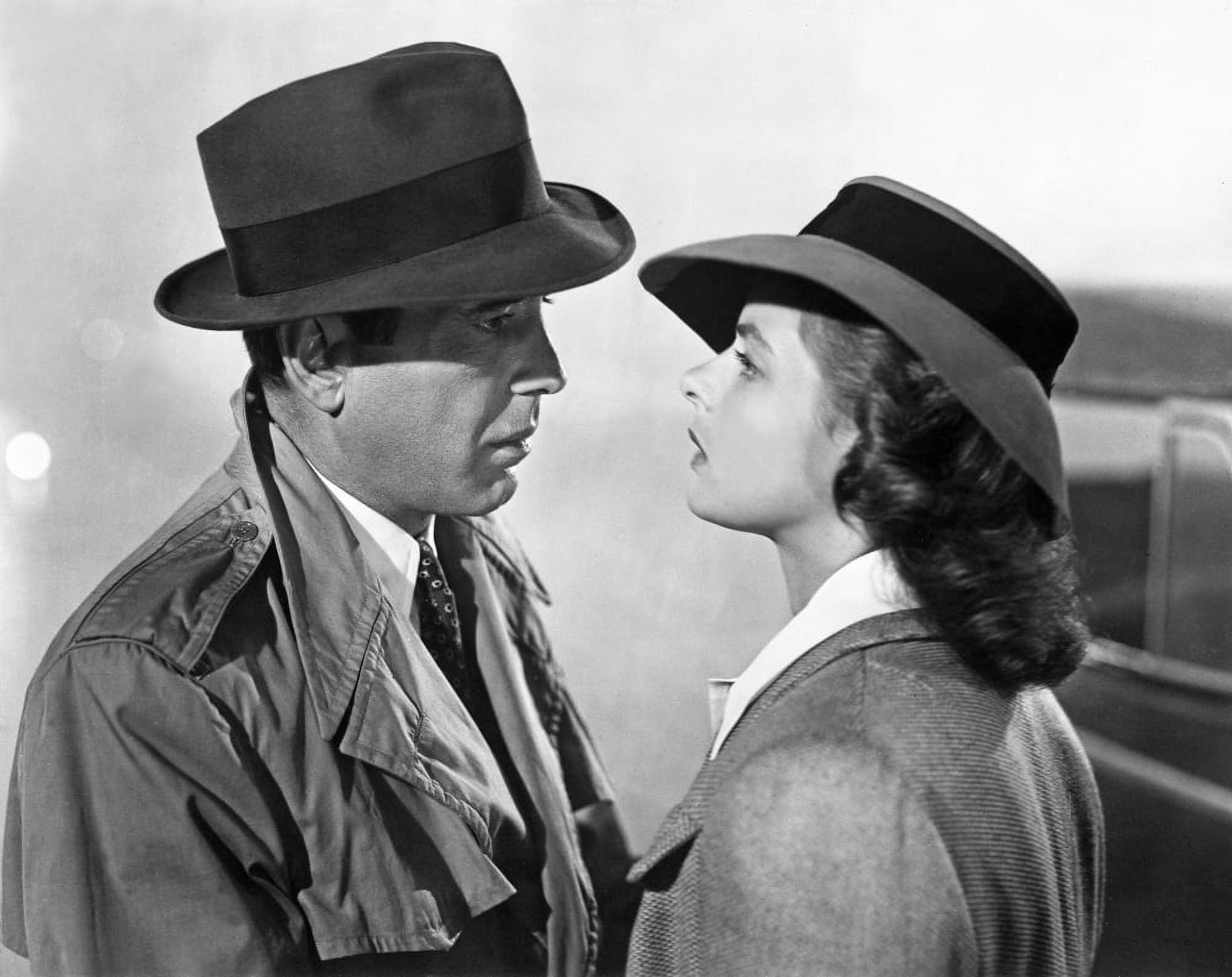 Casablanca Man and Woman wearing Trench Coat with Hat Photo Print