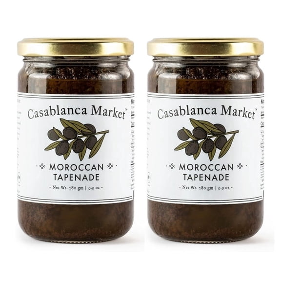 Casablanca Market Black Olive Tapenade Spread All Natural, Gluten Free, Non-GMO, Vegan, No Preservatives or Added Sugar, 9.9 oz