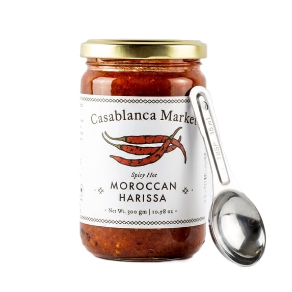 Casablanca Market Harissa Gourmet Hot Sauce – Moroccan North African Spice Best Hot Sauce Gift Harissa Seasoning - Harissa Paste Hot Sauces (10.5oz) MEASURING SPOON INCLUDED