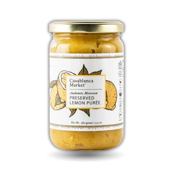 Casablanca Market Preserved Lemon Puree All Natural Beldi Moroccan Preserved Lemon Paste Gluten Free Non GMO Vegan Plant Based - No Preservatives or Added Sugars