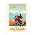 thumbnail image 1 of Casablanca Morocco - by Air Atlas (Le Maroc Par) - Vintage Airline Travel Poster by Albert Brenet c.1950 - Fine Art Matte Paper Print (Unframed) 18x24in, 1 of 4