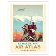 thumbnail image 1 of Casablanca Morocco - by Air Atlas (Le Maroc Par) - Vintage Airline Travel Poster by Albert Brenet c.1950 - Fine Art Matte Paper Print (Unframed) 20x26in, 1 of 4