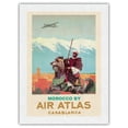 thumbnail image 1 of Casablanca Morocco - Air Atlas - Moroccan Horse Rider - Vintage Airline Travel Poster by Albert Brenet c.1950 - Japanese Unryu Rice Paper Art Print 24 x 32 in, 1 of 4
