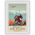 thumbnail image 1 of Casablanca Morocco - Air Atlas - Moroccan Horse Rider - Vintage Airline Travel Poster by Albert Brenet c.1950 - Japanese Unryu Rice Paper Art Print (Unframed) 12 x 16 in, 1 of 4
