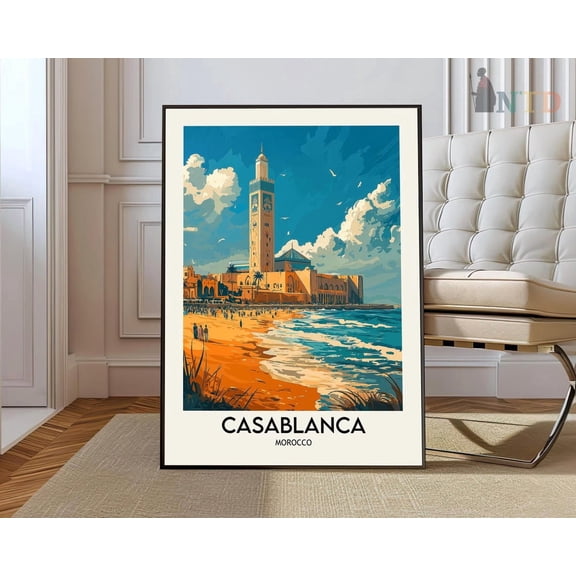 Casablanca Morocco City Poster, Unframed Paper Poster 8x10in