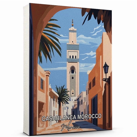 Casablanca Morocco Travel Canvas Wall Art Morocco Canvas A Scenic Artwork That Evokes Calmness, Wanderlust, and Connection with the World