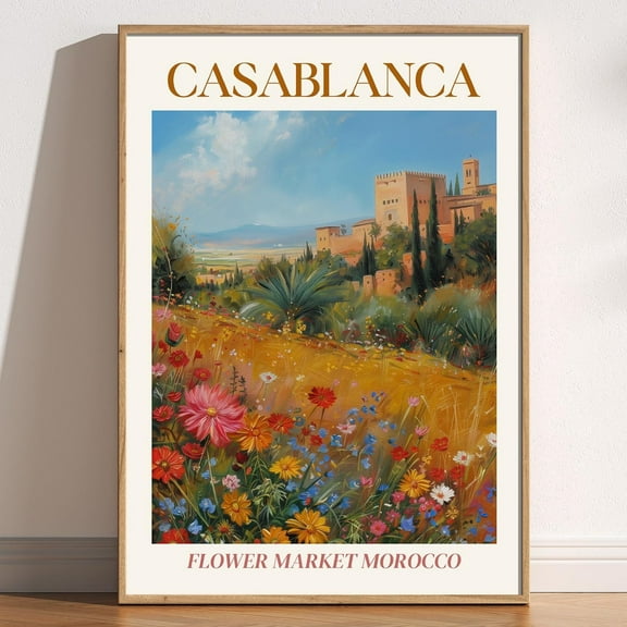 Casablanca Morocco Travel Print, Flower Market, Travel Scenery Landscape, Housewarming Gift, Travel Lover, Living Room Wall Art Home Decor Wall Art, Modern Wall Decor, 16x24 UNFRAMED