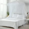 thumbnail image 1 of Casablanca Solid Print Solid Polyester Square Bed Canopy, Twin Full Queen King, White, 1 of 3