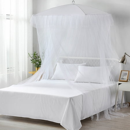 Casablanca Solid Print Solid Polyester Square Bed Canopy, Twin Full Queen King, White