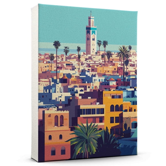 Casablancas Travel Canvas, Morocco Canvas Print vintage, Colorful Casablancas Decor City Road, Morocco Pictures Wall Art - 102AZ248