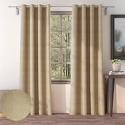 Casableu Herringbone Texture 2 Piece Polyester Eyelets (Steel) Blackout Curtains with Tie Back, Bedroom Living Room (Chiku, 7 Ft x 4.2 Ft)
