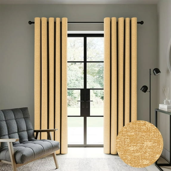 Casableu 50" W x 120" L 85% Blackout Curtains, Set of 2, Thermal Insulated (Mustard)