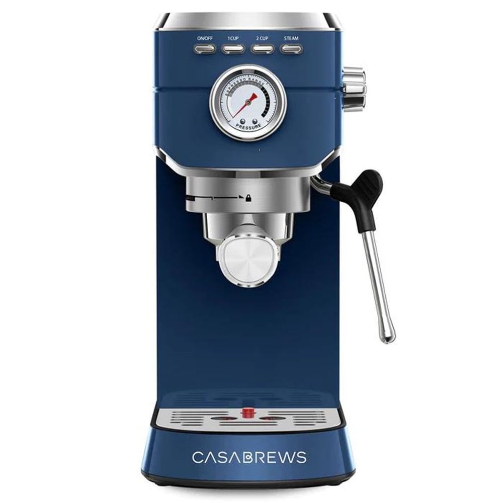 Sapphire Blue Semi-Automatic Espresso Machine with Steam Wand