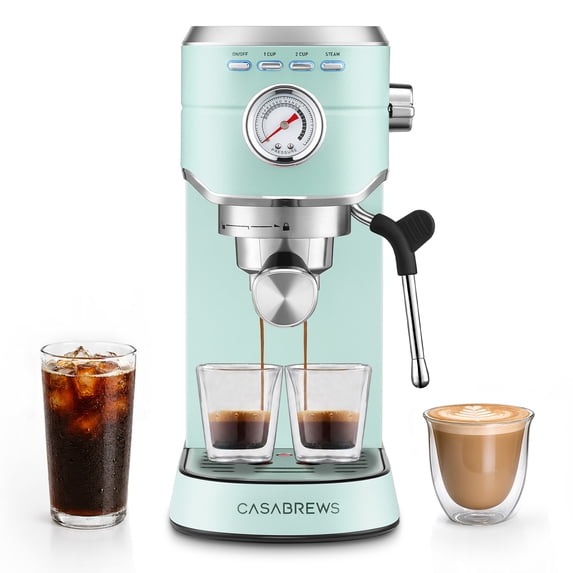 Casabrews Espresso Machine & Coffee Maker with PID Temp Control, Pressure Gauge, 20-Bar, Pastel Green