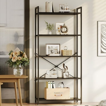 Casacomoda 5-Tier Bookshelf, Freestanding Book Shelf, Home Office Bookcase for Bedroom, Living Room, Black