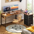 thumbnail image 1 of Casacomoda 53″ L-Shaped Desk with Power Outlets & USB, 4 Drawers and Hooks, Reversible Corner Computer Desk for Home Office / Gaming, 1 of 8