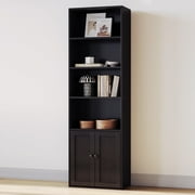 Casacomoda 6-Tier Bookcase with Cabinet, Modern Bookshelf for Home Office, Living Room or Bedroom, Easy Assembly & Stable Structure, Black