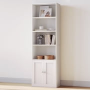 Casacomoda 6-Tier Bookcase with Cabinet, Modern Bookshelf for Home Office, Living Room or Bedroom, Easy Assembly & Stable Structure, White