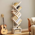 thumbnail image 1 of Casacomoda 6-Tier Tree Bookshelf for Corner & Small Space — Narrow Steel & Wood Bookcase, Tall Floor Standing Book Organizer Shelf with Storage Cabinet, Home Decor for Living Room, Bedroom, White, 1 of 8
