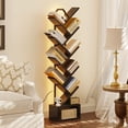 thumbnail image 1 of Casacomoda 8 Tier Tree Bookshelf, Bookcase with LED Lights, Display Floor Standing Storage Shelf, Book Organizer Shelves for Home Office, Living Room, Black, 1 of 8