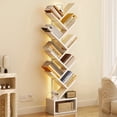 thumbnail image 1 of Casacomoda 8 Tier Tree Bookshelf, Bookcase with LED Lights, Display Floor Standing Storage Shelf, Book Organizer Shelves for Home Office, Living Room, White, 1 of 7