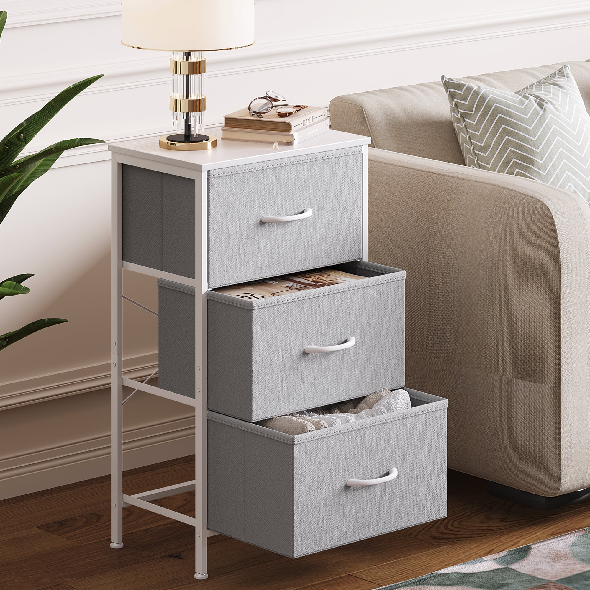 Casacomoda Dresser for Bedroom Nightstand Small Dresser Chest of Drawers End Table for Living Room, Closet Dresser with 3 Storage Drawers Organizer Clothes, Light Grey - Walmart.com Casacomoda Dresser for Bedroom Nightstand Small Dresser Chest of Drawers End Table for Living Room, Closet Dresser with 3 Storage Drawers Organizer Clothes, Light Grey - Walmart.com