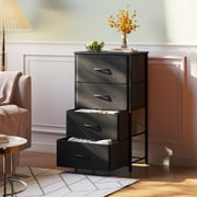 Casacomoda Dresser for Bedroom with 4 Storage Drawers, Small Dresser Chest of Drawers Fabric Dresser with Sturdy Steel Frame, Black
