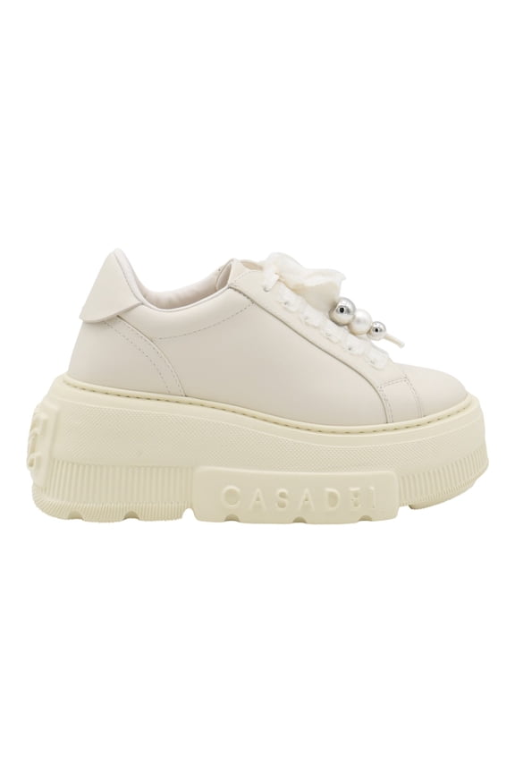 Platform Sneakers With Sole And Embellished Laces Neutrals (Women's)