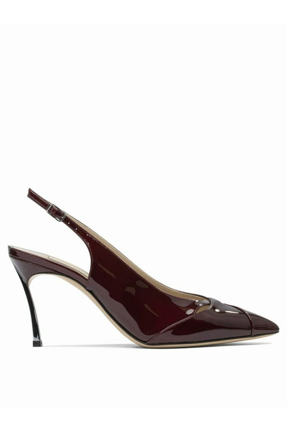 Pointed Toe Heeled Shoes With Slingback Strap Burgundy (Women's)