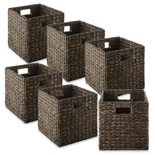 Graciadeco 4 Small Wicker Pantry Baskets 10 Inch Woven Rectangle Water  Hyacinth Rattan Storage Baskets Sets of 4 for Organizing Kitchen Shelves