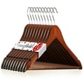 thumbnail image 1 of Casafield 10 Wooden Suit Hangers, Cherry - Non-Slip Pant Bar & Swivel Hook, 1 of 7