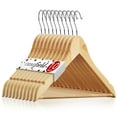 thumbnail image 1 of Casafield 10 Wooden Suit Hangers, Natural - Non-Slip Pant Bar & Swivel Hook, 1 of 7