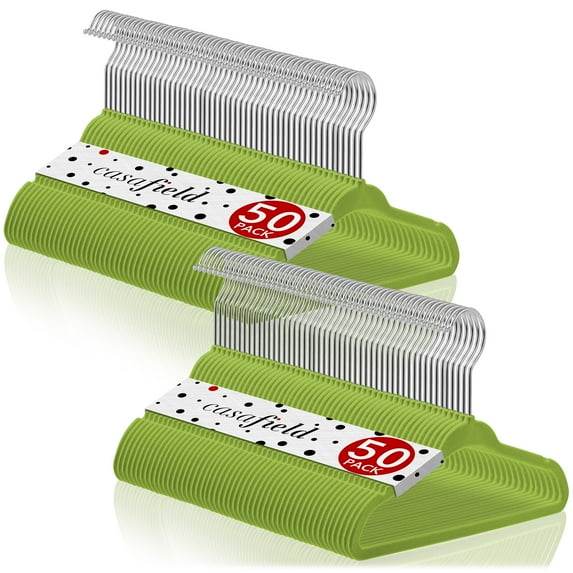 Casafield 100 Velvet Baby Hangers for Infant & Toddler Clothes, 11" - Lime Green