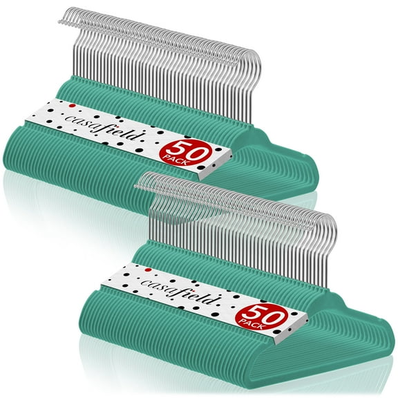 Casafield 100 Velvet Baby Hangers for Infant & Toddler Clothes, 11" - Teal