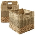 thumbnail image 1 of Casafield 12" x 12" Mixed Weave Storage Baskets, Natural - Set of 2 Collapsible Cubes, Woven Bin Organizers for Bathroom, Bedroom, Laundry, 1 of 7