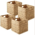 thumbnail image 1 of Casafield 12" x 12" Water Hyacinth Storage Baskets, Natural - Set of 4 Collapsible Cube Organizers, Woven Bins for Bathroom, Bedroom, Laundry, Pantry, Shelves, 1 of 8