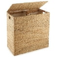 thumbnail image 1 of Casafield 2-Section Laundry Hamper with Lid and Removable Liner Bags - Natural, Woven Water Hyacinth Laundry Basket for Clothes, 1 of 7