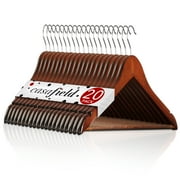 Casafield 20 Wooden Suit Hangers, Walnut - Non-Slip Pant Bar & Swivel Hook