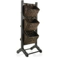 thumbnail image 1 of Casafield 3-Tier Floor Stand Rack with Hanging Storage Baskets, Black/Espresso - Wood Tower Organizer for Bathroom, Kitchen, Laundry, Living Room, 1 of 7