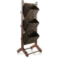 thumbnail image 1 of Casafield 3-Tier Floor Stand Rack with Hanging Storage Baskets, Walnut/Espresso - Wood Tower Organizer for Bathroom, Kitchen, Laundry, Living Room, 1 of 7