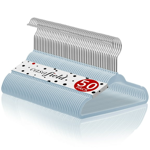 Casafield 50 Velvet Baby Hangers for Infant & Toddler Clothes, 11" - Light Blue