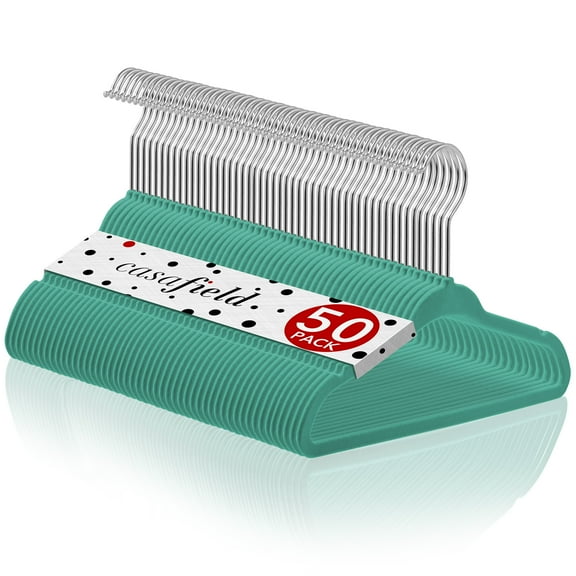 Casafield 50 Velvet Baby Hangers for Infant & Toddler Clothes, 11" - Teal