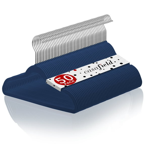 Casafield 50 Velvet Kid's Hangers for Children's Clothes, 14" - Royal Blue